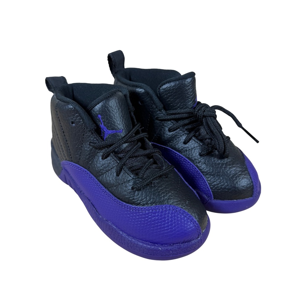 Jordan 12 Retro Field‎ Purple Toddler 9C Black Leather Basketball Shoes